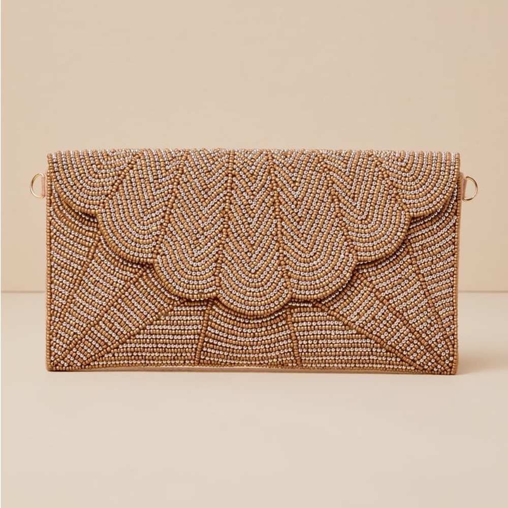 LULUS ‘Junipero Gold’ Beaded Clutch -Brand New With Tags!